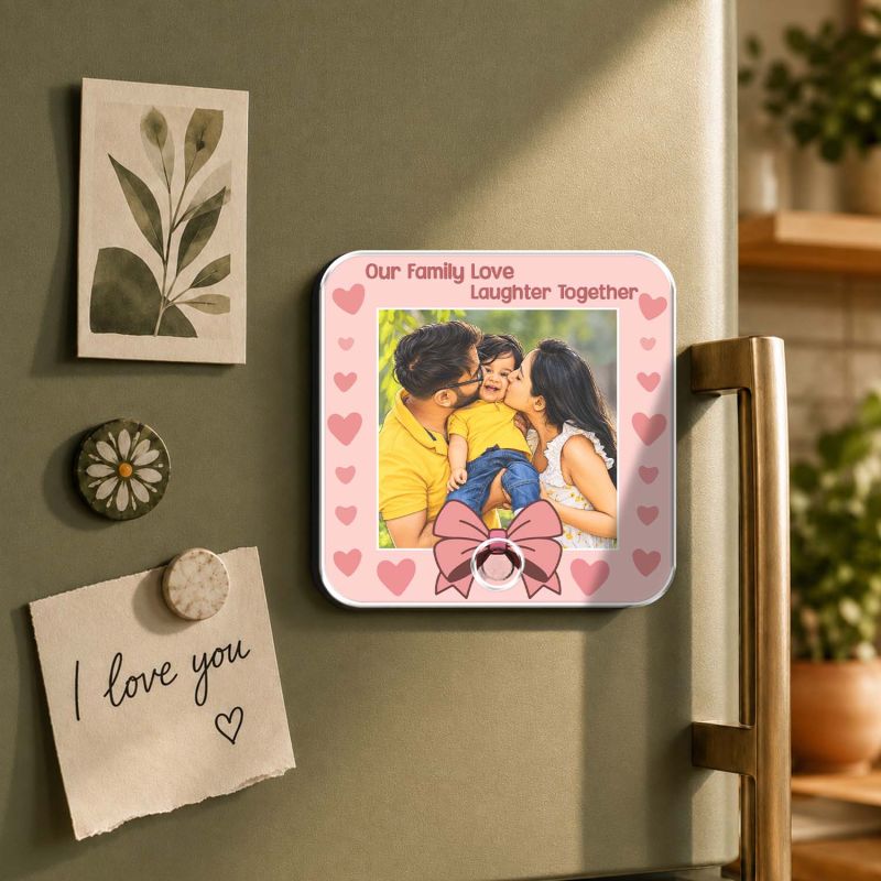 Family Photo Personalized Musical Fridge Magnet  Playable Music Feature | Rechargeable with On/Off Button Gift for Mom Dad & Family Member